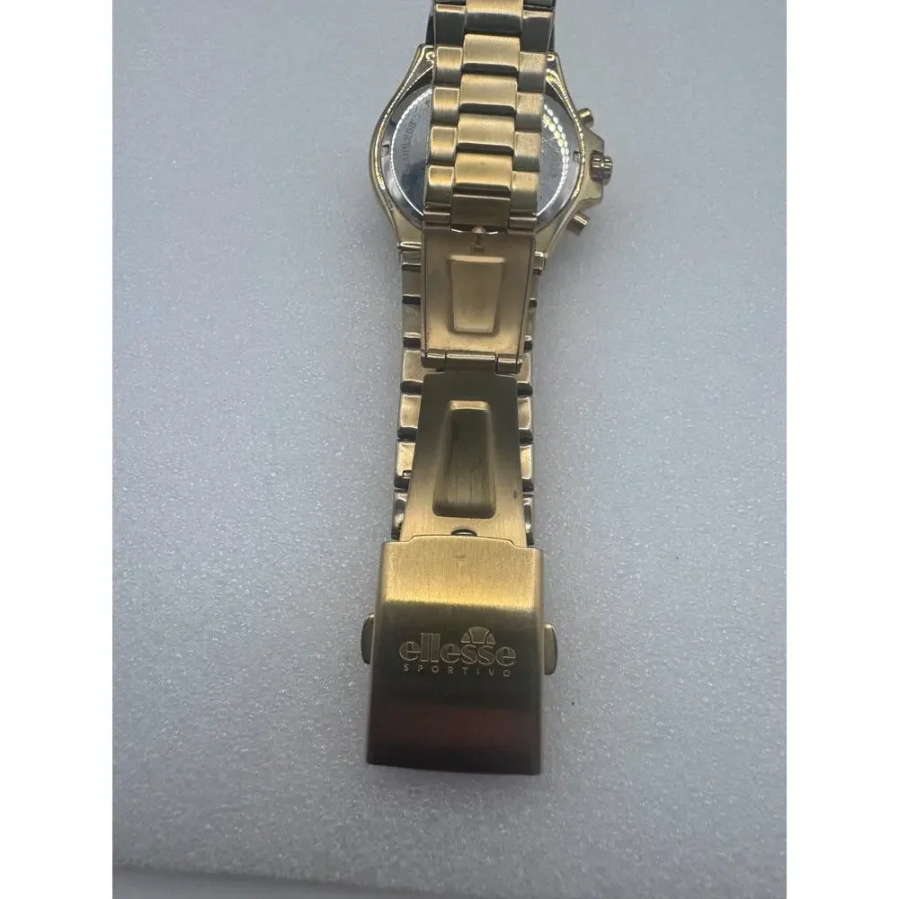 Gold-toned Ellesse Sportiva Chronograph watch 03-0442 silver sunburst dial